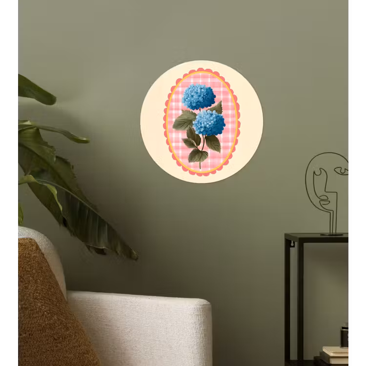 Bloemen - Blauw - Lijst - Bladeren Wandcirkel behangsticker klein -sfeer2