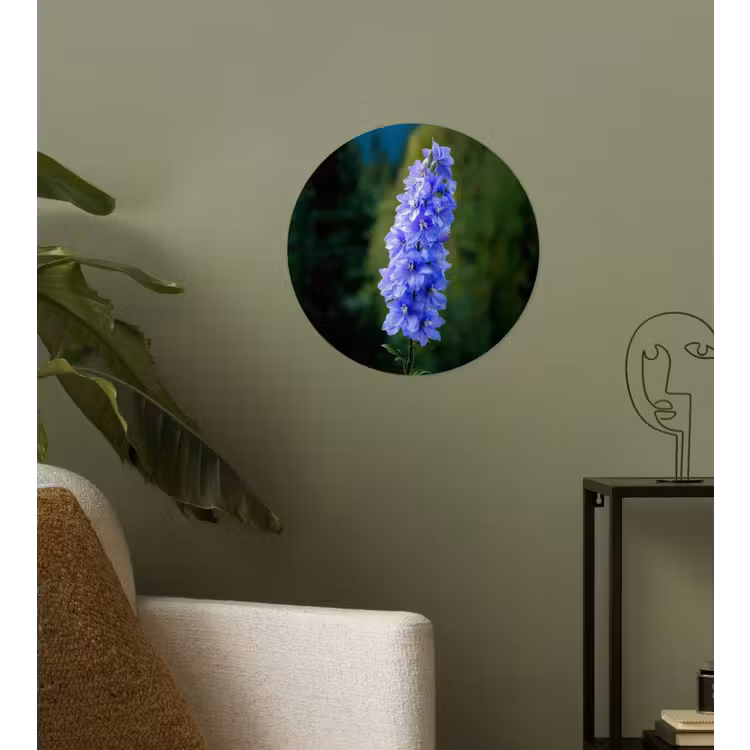 Bloemen - Blauw - Dennenboom Wandcirkel behangsticker klein -sfeer2