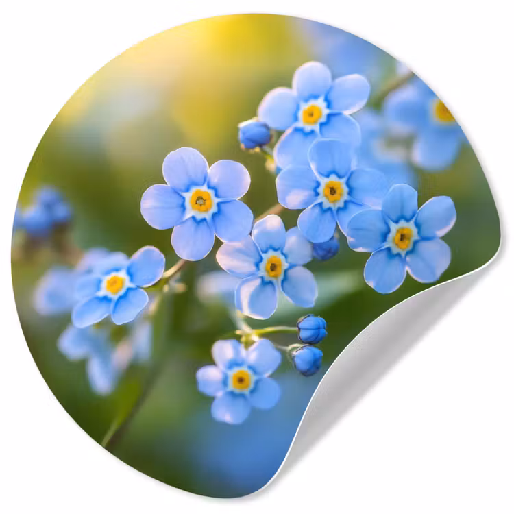 Bloemetjes - Blauw - Vergeet mij nietjes Wandcirkel behangsticker klein -3d