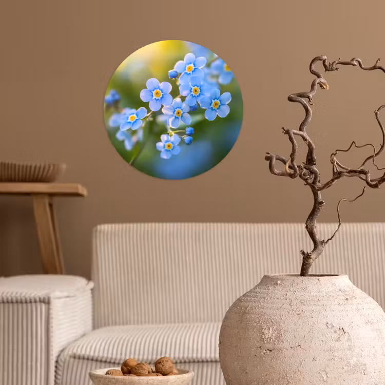 Bloemetjes - Blauw - Vergeet mij nietjes Wandcirkel behangsticker klein -sfeer1