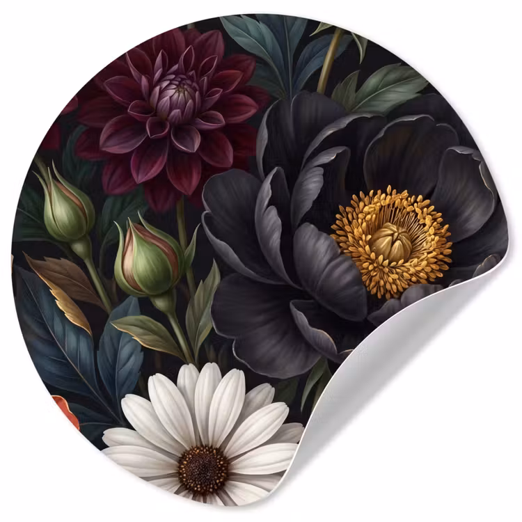 Bloemen - Boeket - Natuur - Klassiek - Weelderig Wandcirkel behangsticker klein -3d