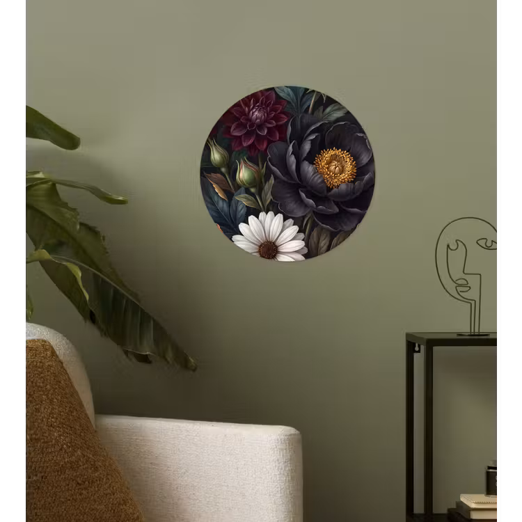 Bloemen - Boeket - Natuur - Klassiek - Weelderig Wandcirkel behangsticker klein -sfeer2