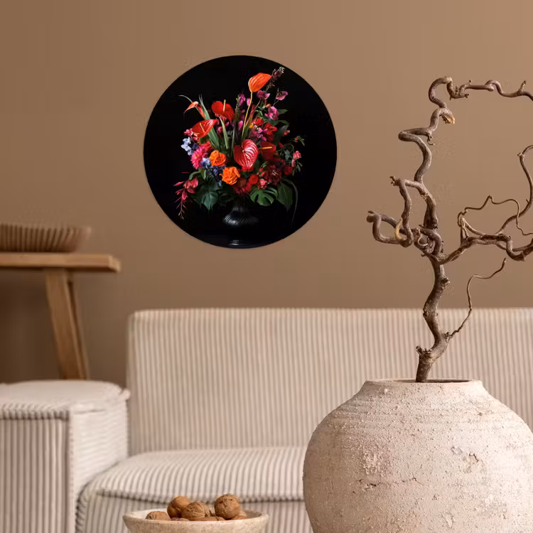Bloemen - Boeket - Sierlijk Wandcirkel behangsticker klein -sfeer1
