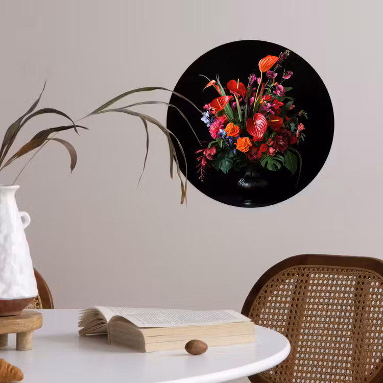 Bloemen - Boeket - Sierlijk Wandcirkel behangsticker klein -sfeer3