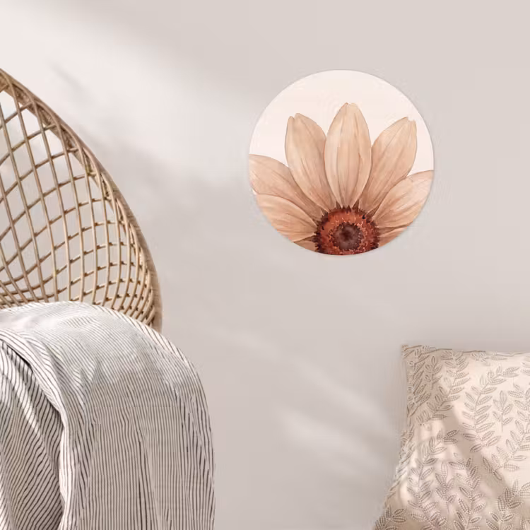 Bloemen - Bloemblad - Natuur - Aquarel - Beige Wandcirkel behangsticker klein -sfeer4