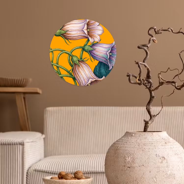 Runde Tapete - Blumen – Botanik – Gelb - Bloemen - Botanisch - Geel Wandcirkel behangsticker klein