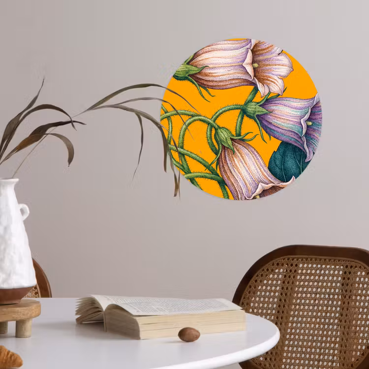 Runde Tapete - Blumen – Botanik – Gelb - Bloemen - Botanisch - Geel Wandcirkel behangsticker klein