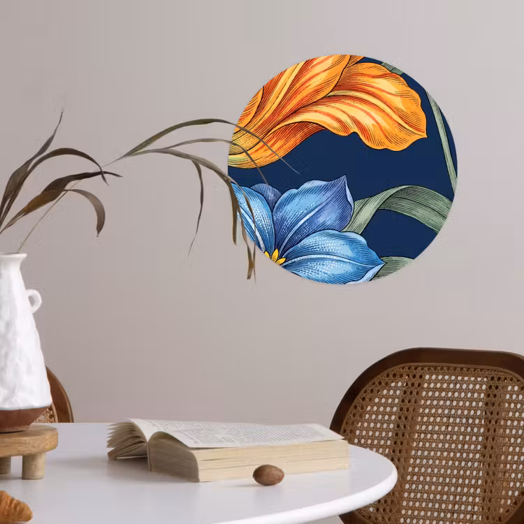 Runde Tapete - Blumen – Botanik – Muster - Bloemen - Botanisch - Patroon Wandcirkel behangsticker klein