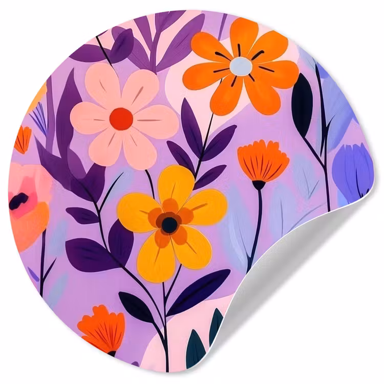 Bloemen - Kleurrijk - Bladeren Wandcirkel behangsticker klein -3d