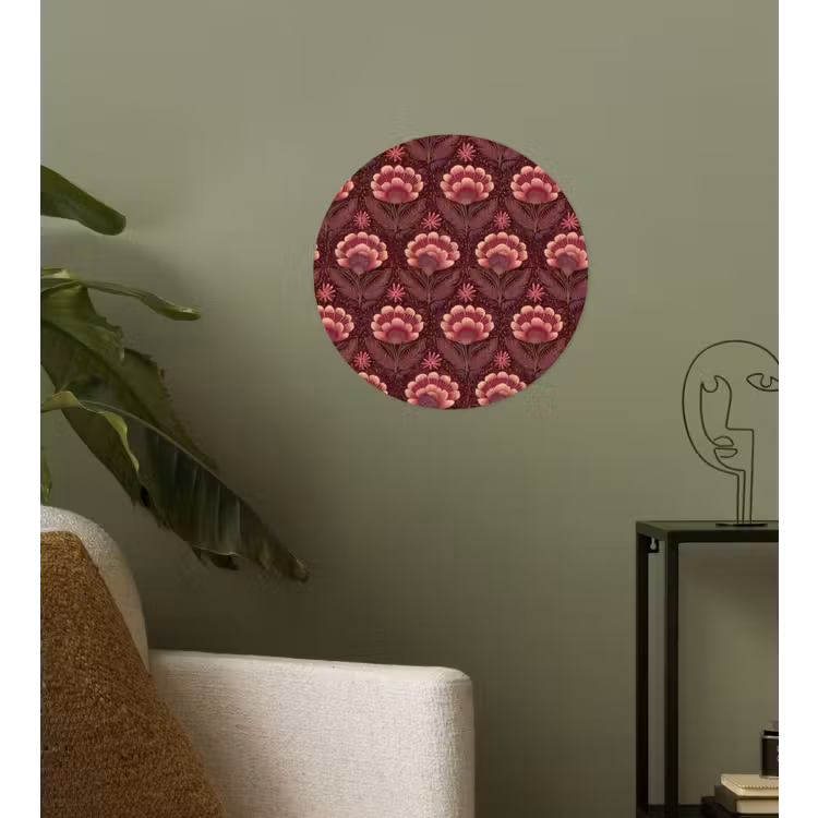 Bloemen - Waaier - Paars Wandcirkel behangsticker klein 186 -sfeer2