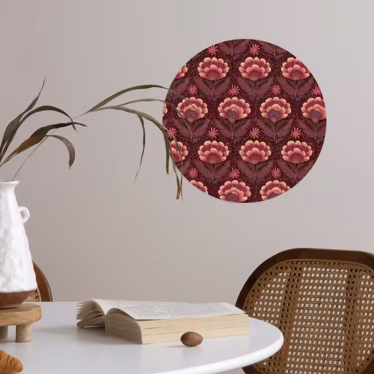 Bloemen - Waaier - Paars Wandcirkel behangsticker klein 186 -sfeer3