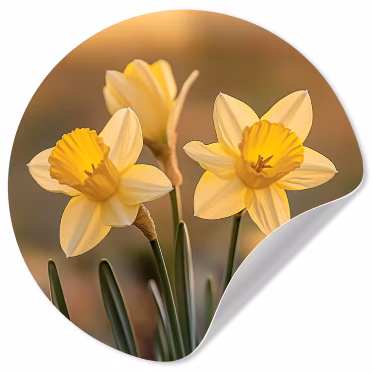 Bloemen - Geel - Wazig Wandcirkel behangsticker klein -3d