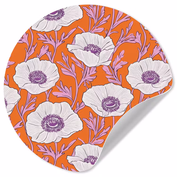 Bloemen - Grafisch - Oranje Wandcirkel behangsticker klein 186 -3d