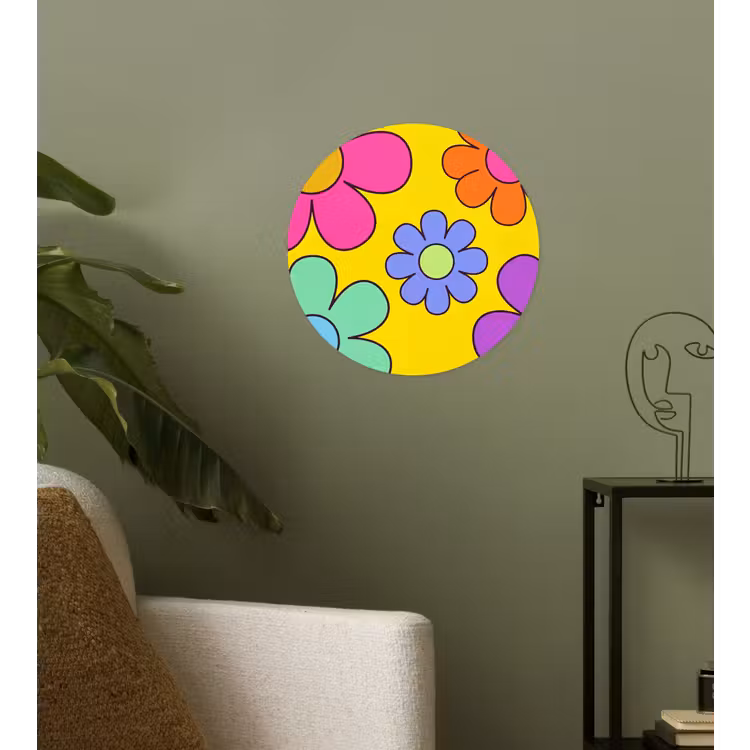 Bloemen - Illustratie - Kleurrijk Wandcirkel behangsticker klein -sfeer2