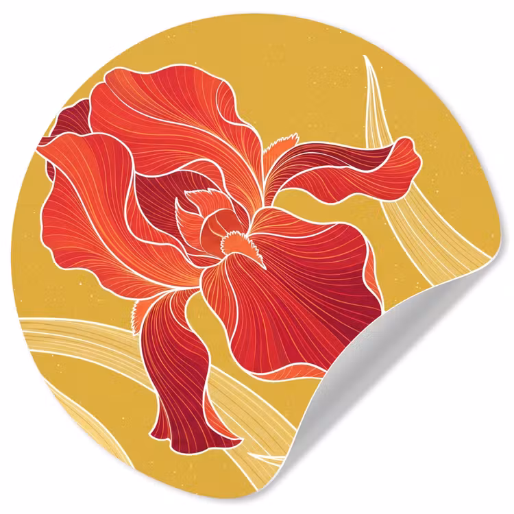 Runde Tapete - Blumen – Illustration – Rot - Bloemen - Illustratie - Rood Wandcirkel behangsticker klein