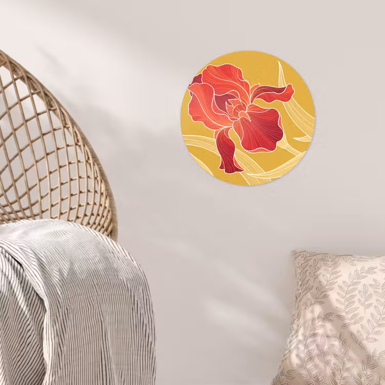 Runde Tapete - Blumen – Illustration – Rot - Bloemen - Illustratie - Rood Wandcirkel behangsticker klein