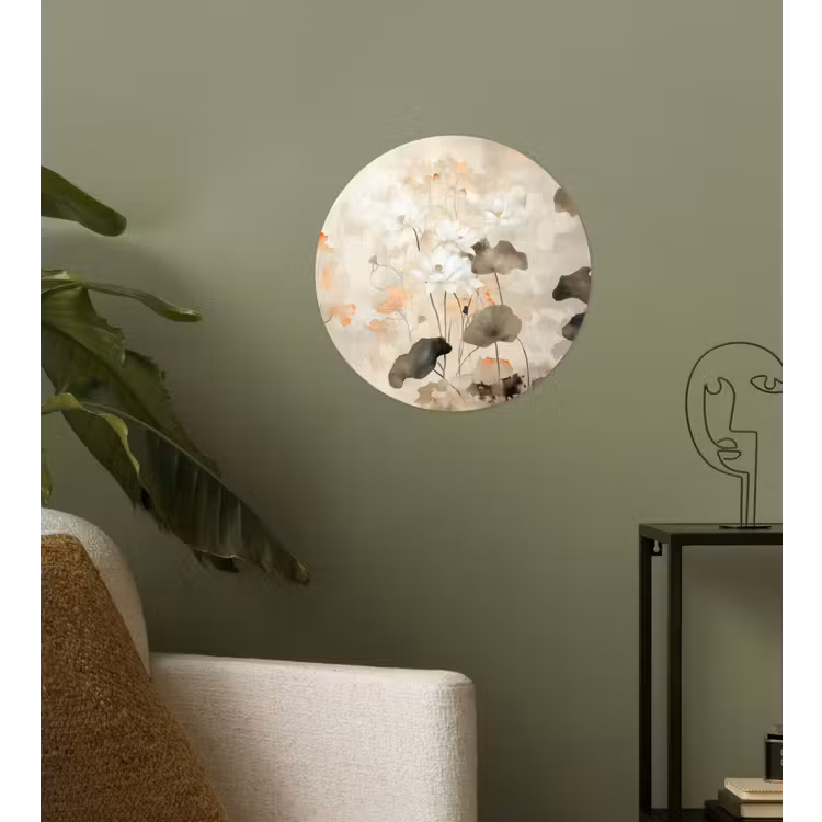 Bloemen - Japandi - Wabi sabi Wandcirkel behangsticker klein -sfeer2
