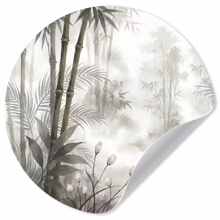 Bloemen - Knop - Tuin - Illustratie - Wit Wandcirkel behangsticker klein -3d