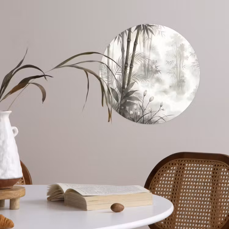 Bloemen - Knop - Tuin - Illustratie - Wit Wandcirkel behangsticker klein -sfeer3