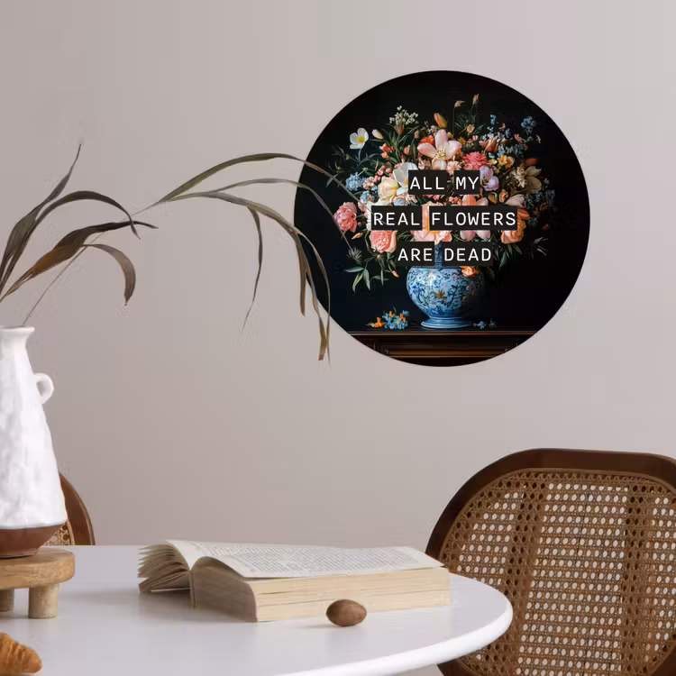 Bloemen - Art - Pastel - Quotes Wandcirkel behangsticker klein -sfeer3