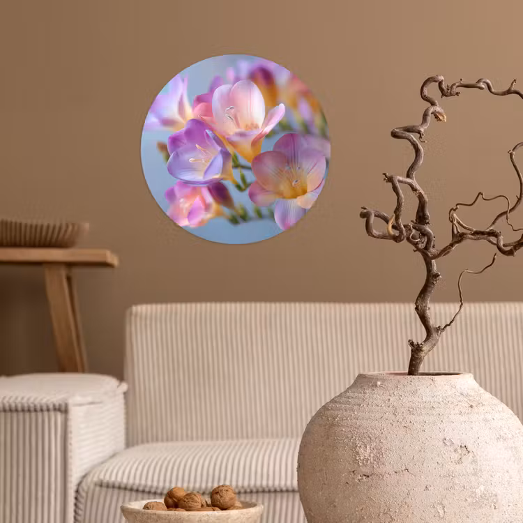Bloemen - Paars - Overloop - Meeldraden Wandcirkel behangsticker klein -sfeer1