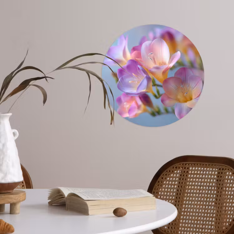 Bloemen - Paars - Overloop - Meeldraden Wandcirkel behangsticker klein -sfeer3