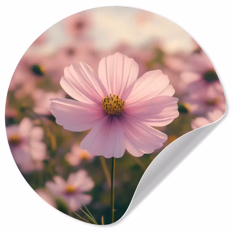 Bloemen - Paars - Wazig Wandcirkel behangsticker klein -3d