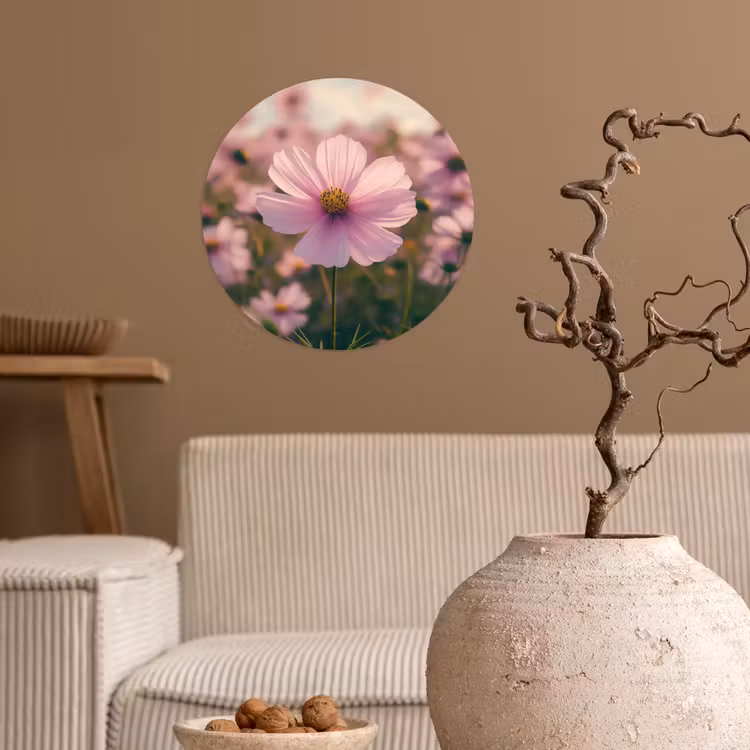 Bloemen - Paars - Wazig Wandcirkel behangsticker klein -sfeer1