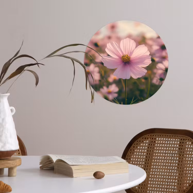 Bloemen - Paars - Wazig Wandcirkel behangsticker klein -sfeer3