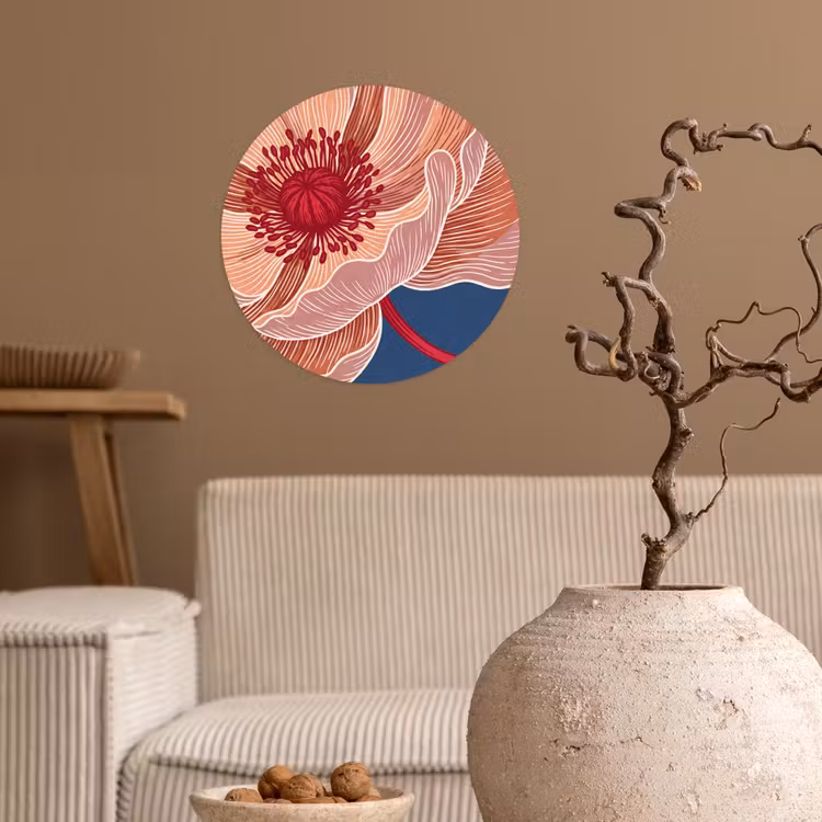 Runde Tapete - Blumen – Modern – Abstrakt - Bloemen - Modern - Abstract Wandcirkel behangsticker klein
