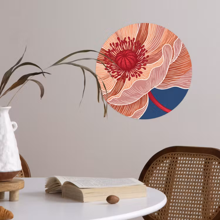 Runde Tapete - Blumen – Modern – Abstrakt - Bloemen - Modern - Abstract Wandcirkel behangsticker klein