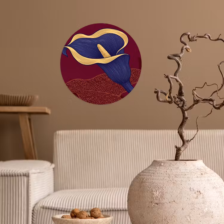 Runde Tapete - Blumen – Modern – Lila - Bloemen - Modern - Paars Wandcirkel behangsticker klein