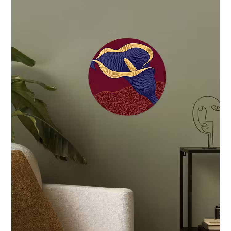 Runde Tapete - Blumen – Modern – Lila - Bloemen - Modern - Paars Wandcirkel behangsticker klein