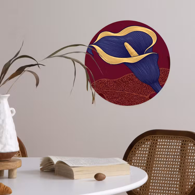 Runde Tapete - Blumen – Modern – Lila - Bloemen - Modern - Paars Wandcirkel behangsticker klein