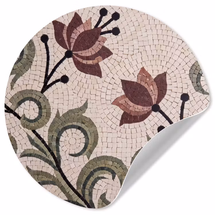 Bloemen - Mozaïek - Patroon - Abstract - Groen Wandcirkel behangsticker klein -3d