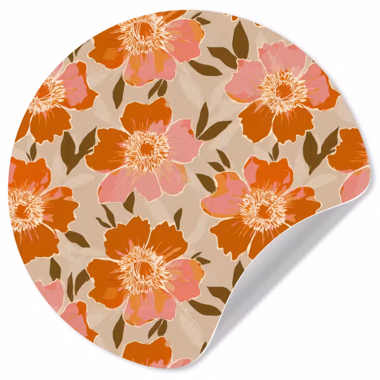 Bloemen - Motief - Retro Wandcirkel behangsticker klein 186 -3d