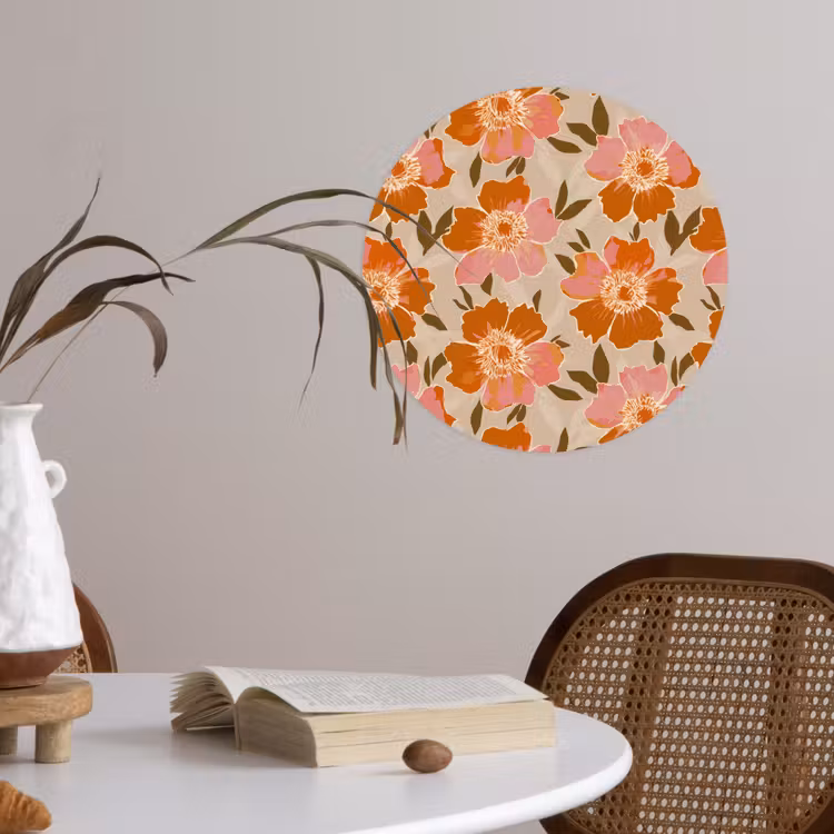Bloemen - Motief - Retro Wandcirkel behangsticker klein 186 -sfeer3