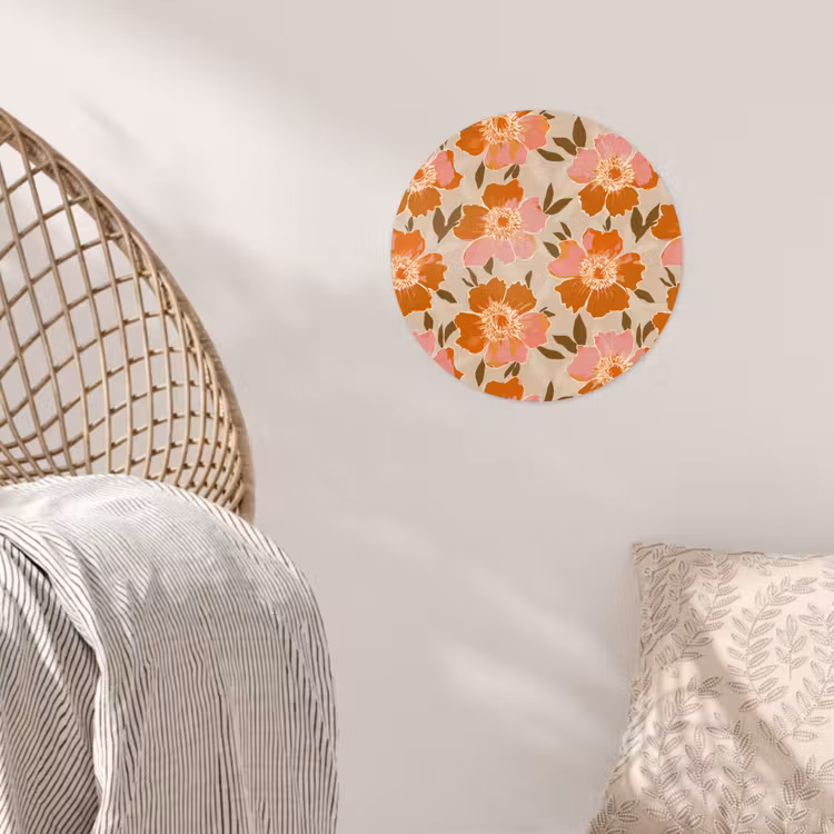 Bloemen - Motief - Retro Wandcirkel behangsticker klein 186 -sfeer4