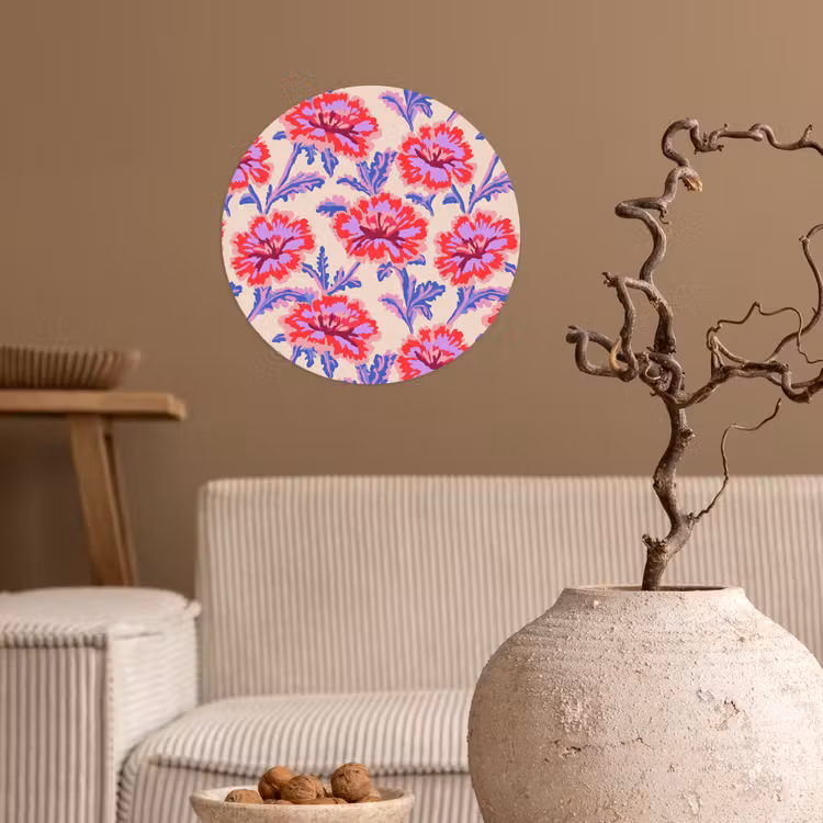 Bloemen - Patroon - Meerkleurig Wandcirkel behangsticker klein 186 -sfeer1