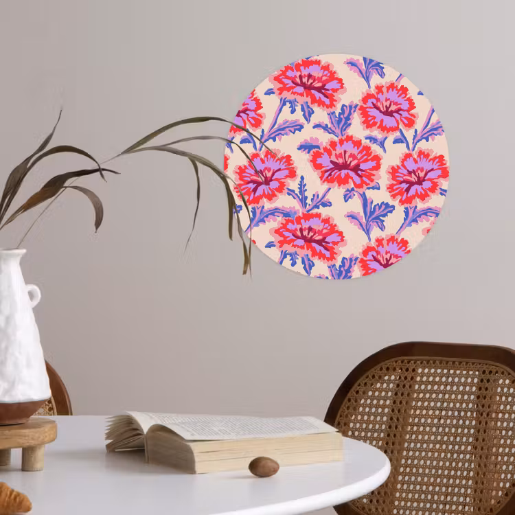 Bloemen - Patroon - Meerkleurig Wandcirkel behangsticker klein 186 -sfeer3