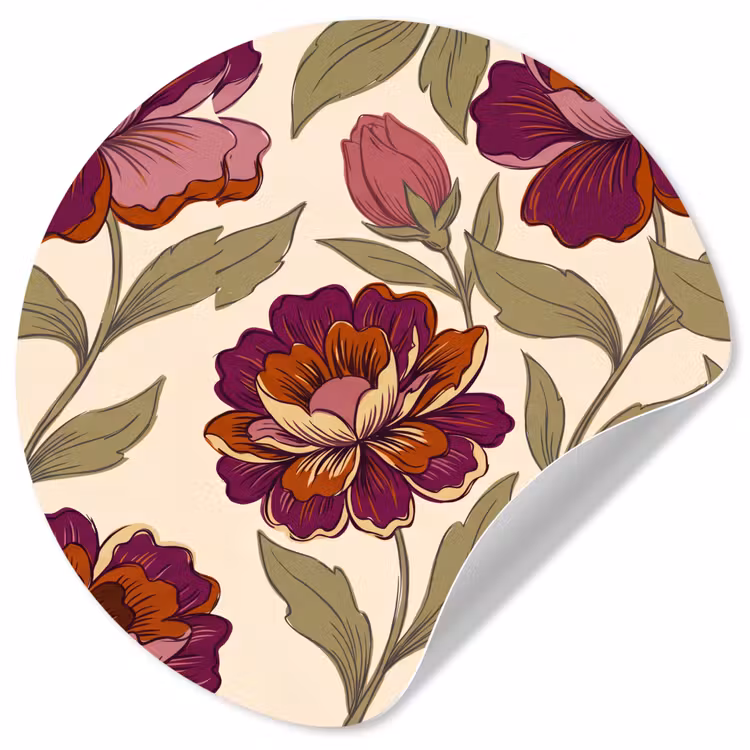 Bloemen - Patroon - Natuur - Modern - Paars Wandcirkel behangsticker klein -3d