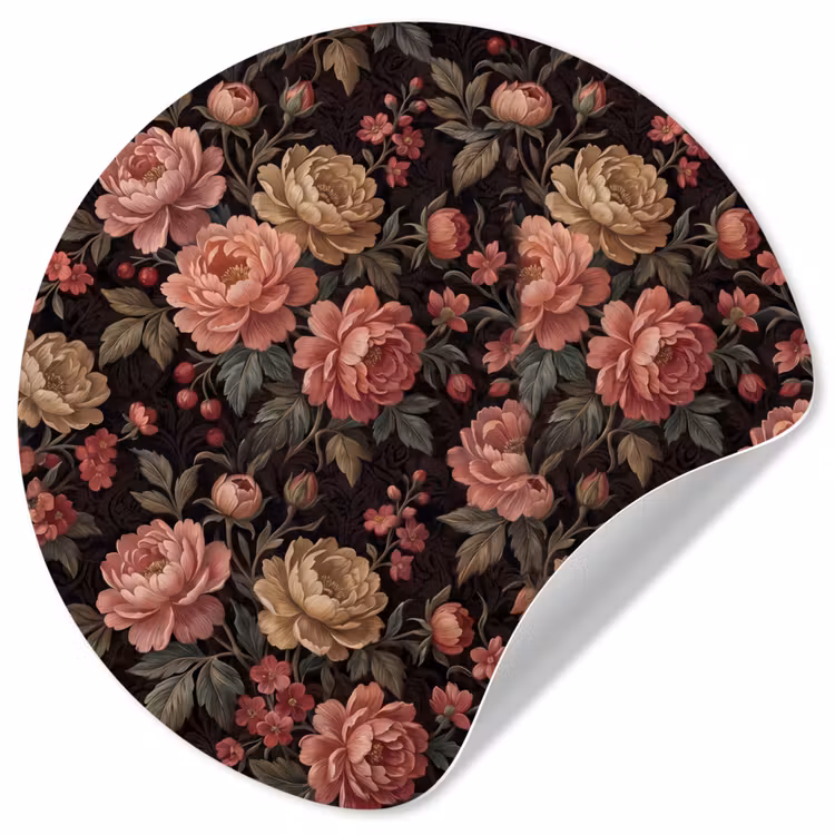 Bloemen - Patroon - Natuur - Vintage - Roze Wandcirkel behangsticker klein -3d