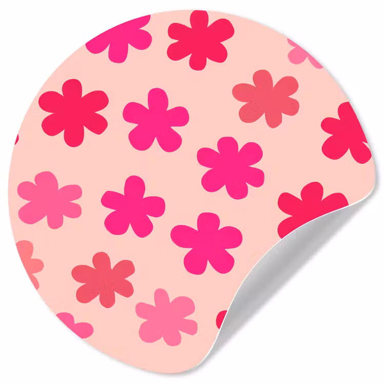 Bloemen - Patroon - Roze Wandcirkel behangsticker klein -3d