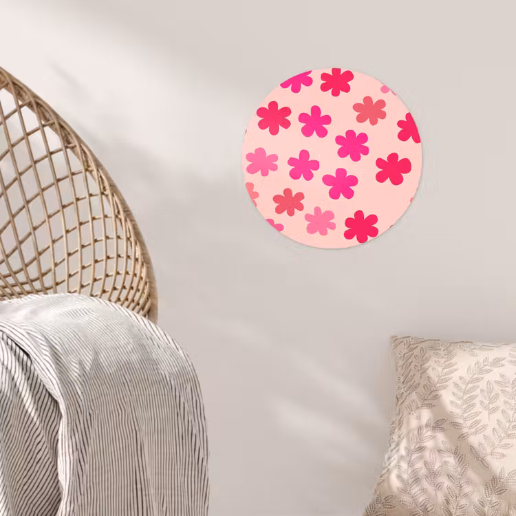 Bloemen - Patroon - Roze Wandcirkel behangsticker klein -sfeer4