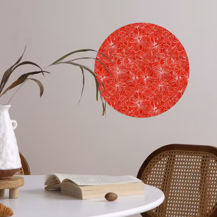 Bloemen - Patroon - Rood Wandcirkel behangsticker klein 186 -sfeer3