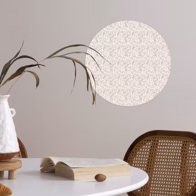Bloemen - Patroon - Taupe Wandcirkel behangsticker klein 186 -sfeer3