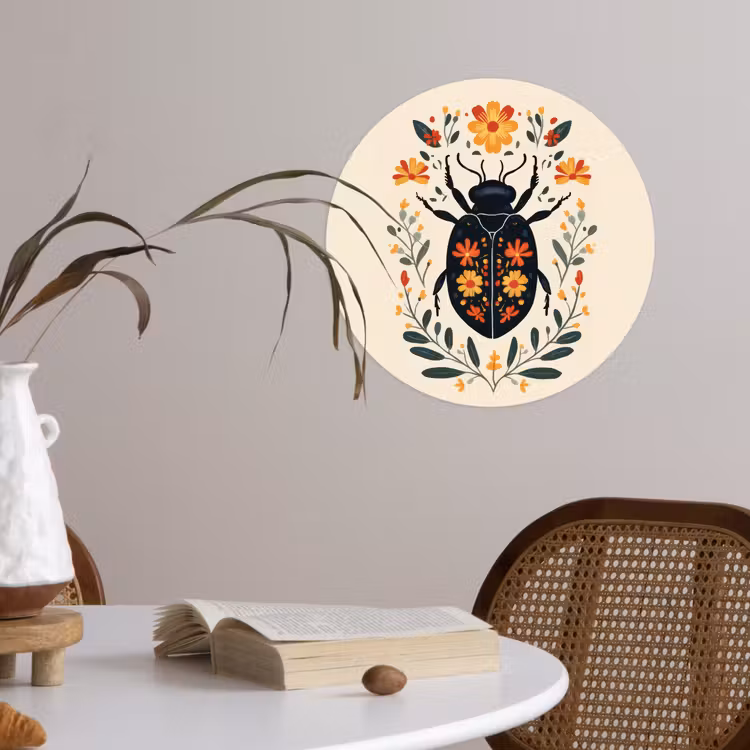 Bloemen - Oranje - Planten - Sierlijk Wandcirkel behangsticker klein -sfeer3