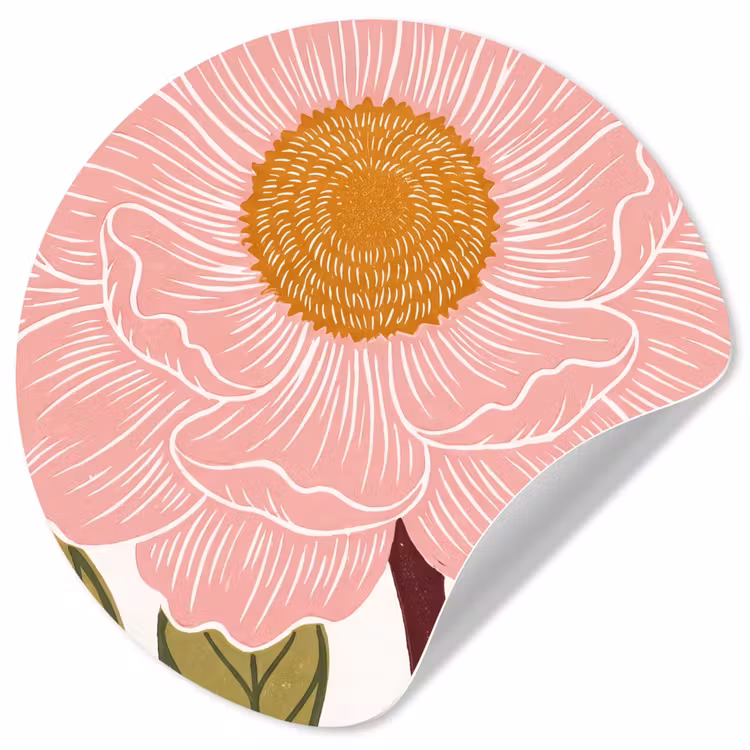 Runde Tapete - Blumen – Rosa – Illustration - Bloemen - Roze - Illustratie Wandcirkel behangsticker klein