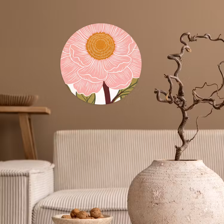 Runde Tapete - Blumen – Rosa – Illustration - Bloemen - Roze - Illustratie Wandcirkel behangsticker klein
