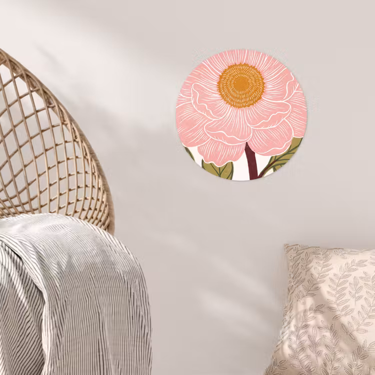 Runde Tapete - Blumen – Rosa – Illustration - Bloemen - Roze - Illustratie Wandcirkel behangsticker klein